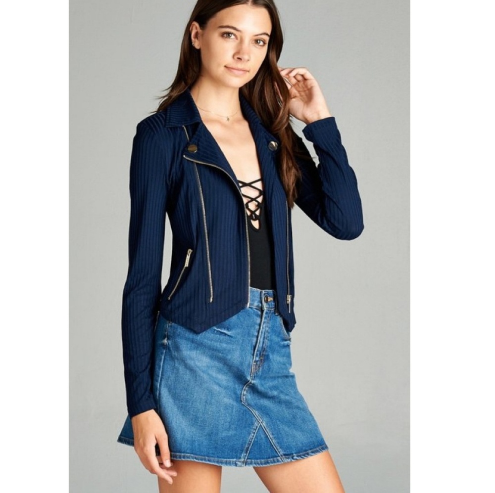 NWT Navy Long Sleeve Fitted Jacket